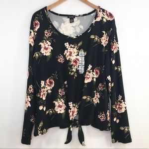 Justify top NWOT floral black poly/spandex